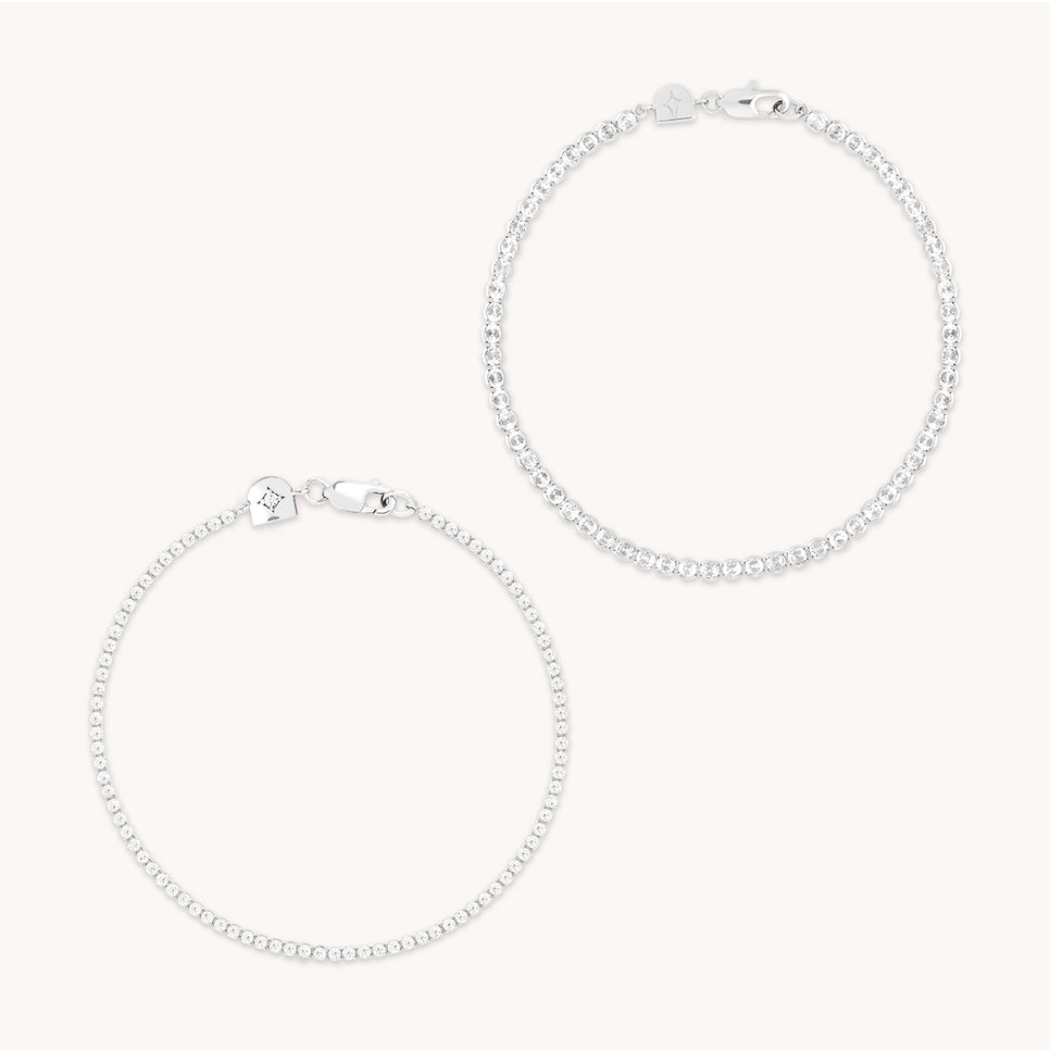 Tennis Bracelet Stacking Set in Silver-Astrid &amp; Miyu