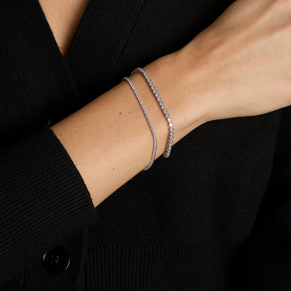 Tennis Bracelet Stacking Set in Silver-Astrid &amp; Miyu