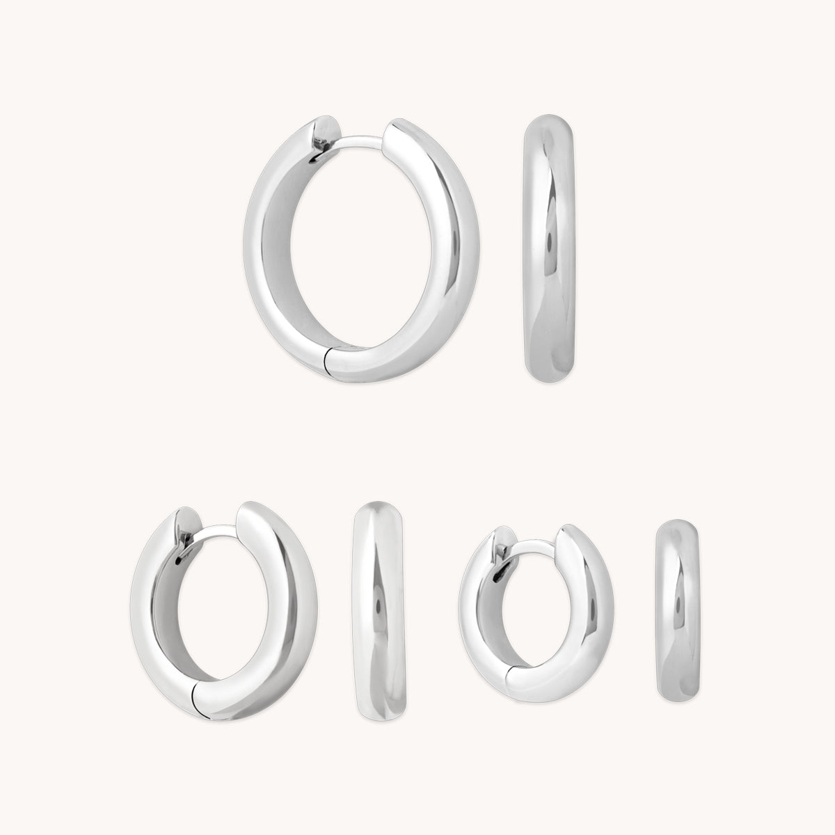 Bold Hoops Stacking Set in Silver-Astrid &amp; Miyu