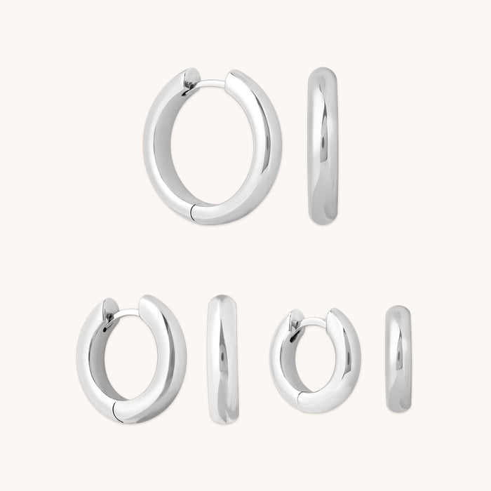 Bold Hoops Stacking Set in Silver-Astrid &amp; Miyu