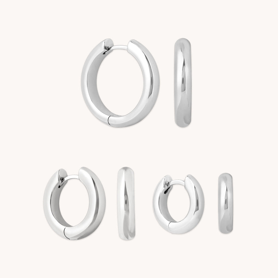 Bold Hoops Stacking Set in Silver-Astrid &amp; Miyu