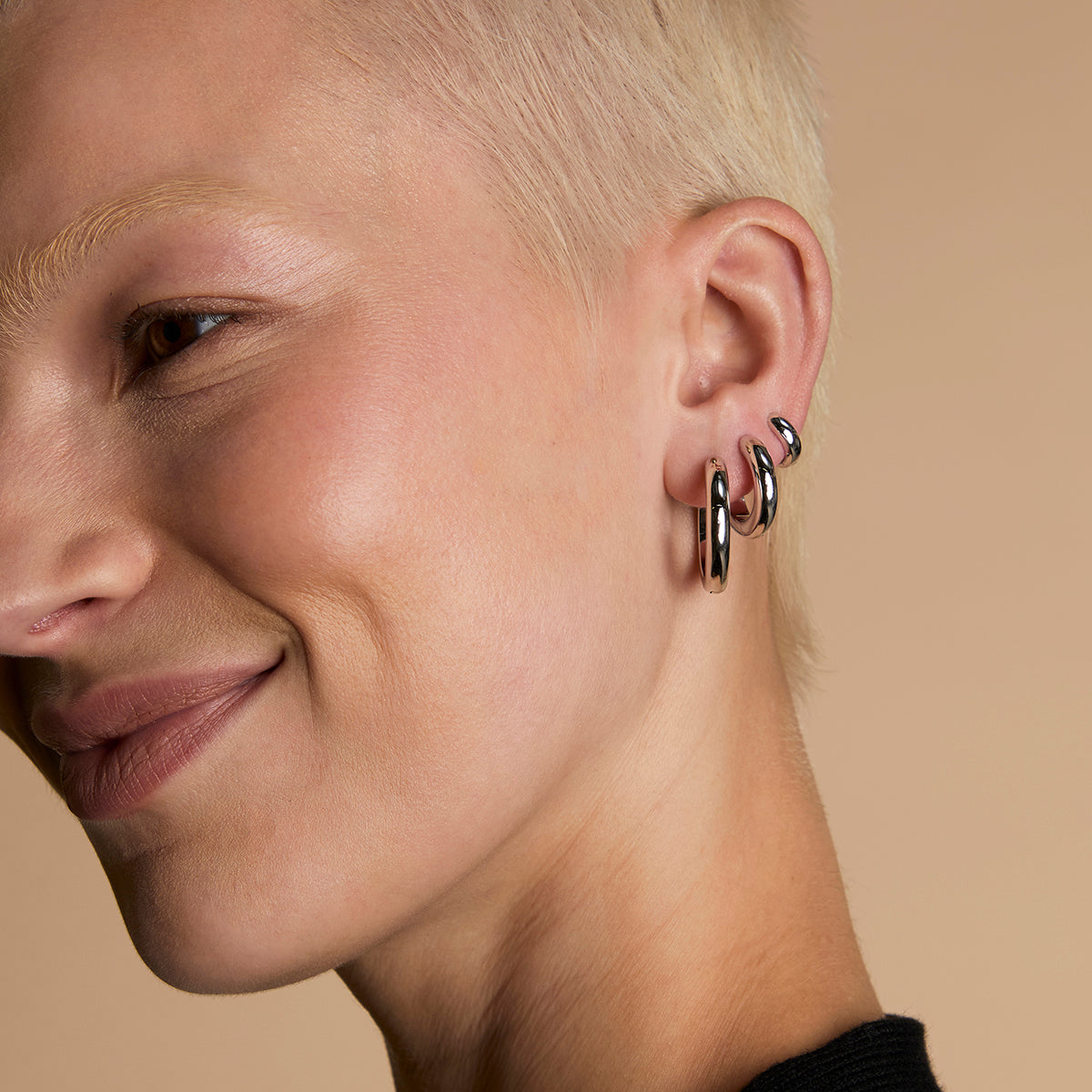 Bold Hoops Stacking Set in Silver-Astrid &amp; Miyu