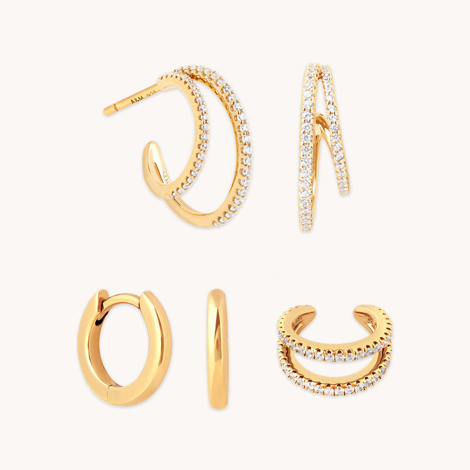 Illusion Hoops Stacking Set in Gold-Astrid &amp; Miyu