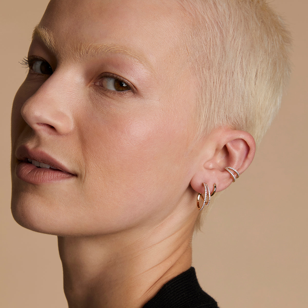 Illusion Hoops Stacking Set in Gold-Astrid &amp; Miyu