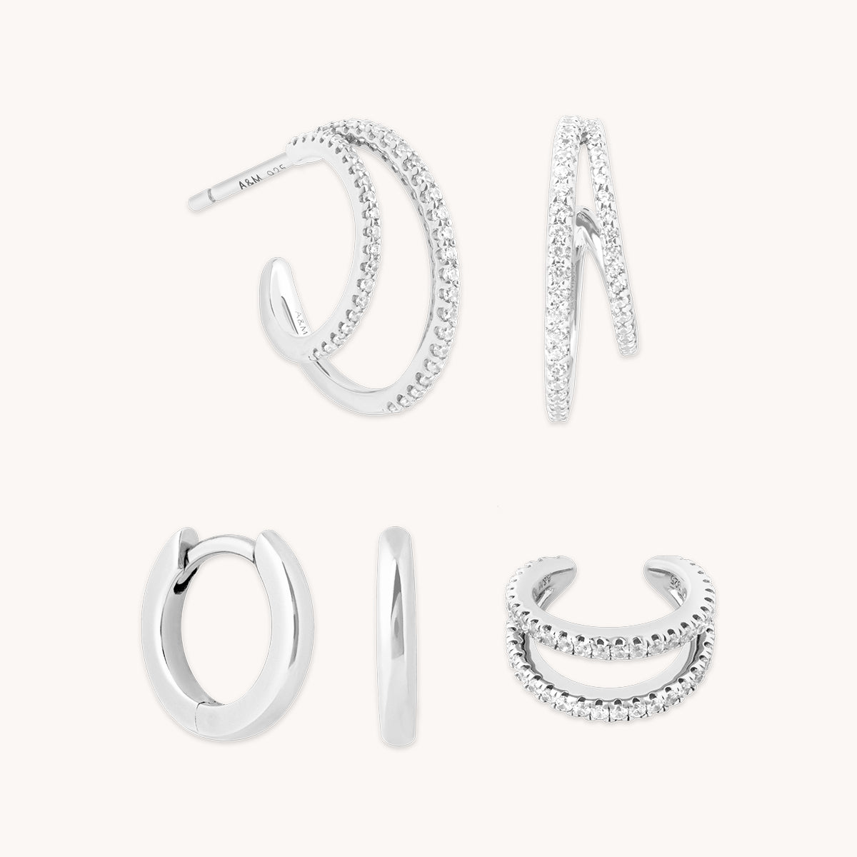 Illusion Hoops Stacking Set in Silver-Astrid &amp; Miyu