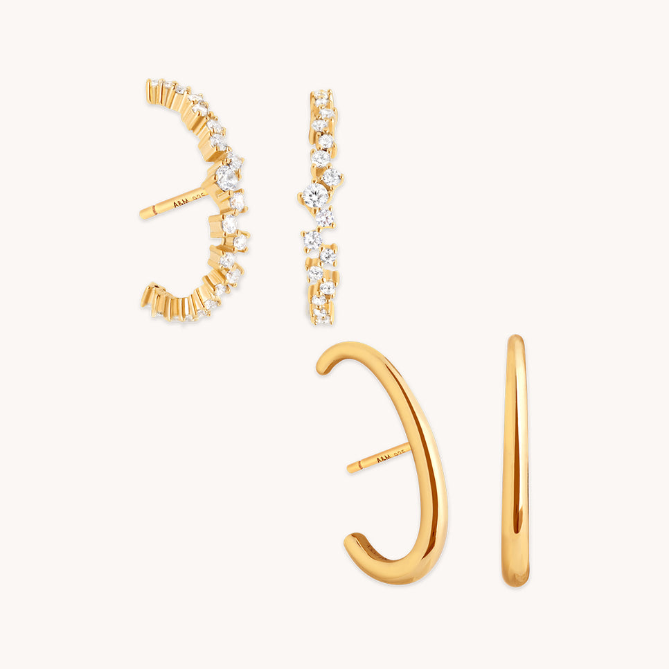 Orbit Studs Stacking Set in Gold-Astrid &amp; Miyu