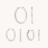 Essential Hoops Stacking Set in Silver-Astrid &amp; Miyu