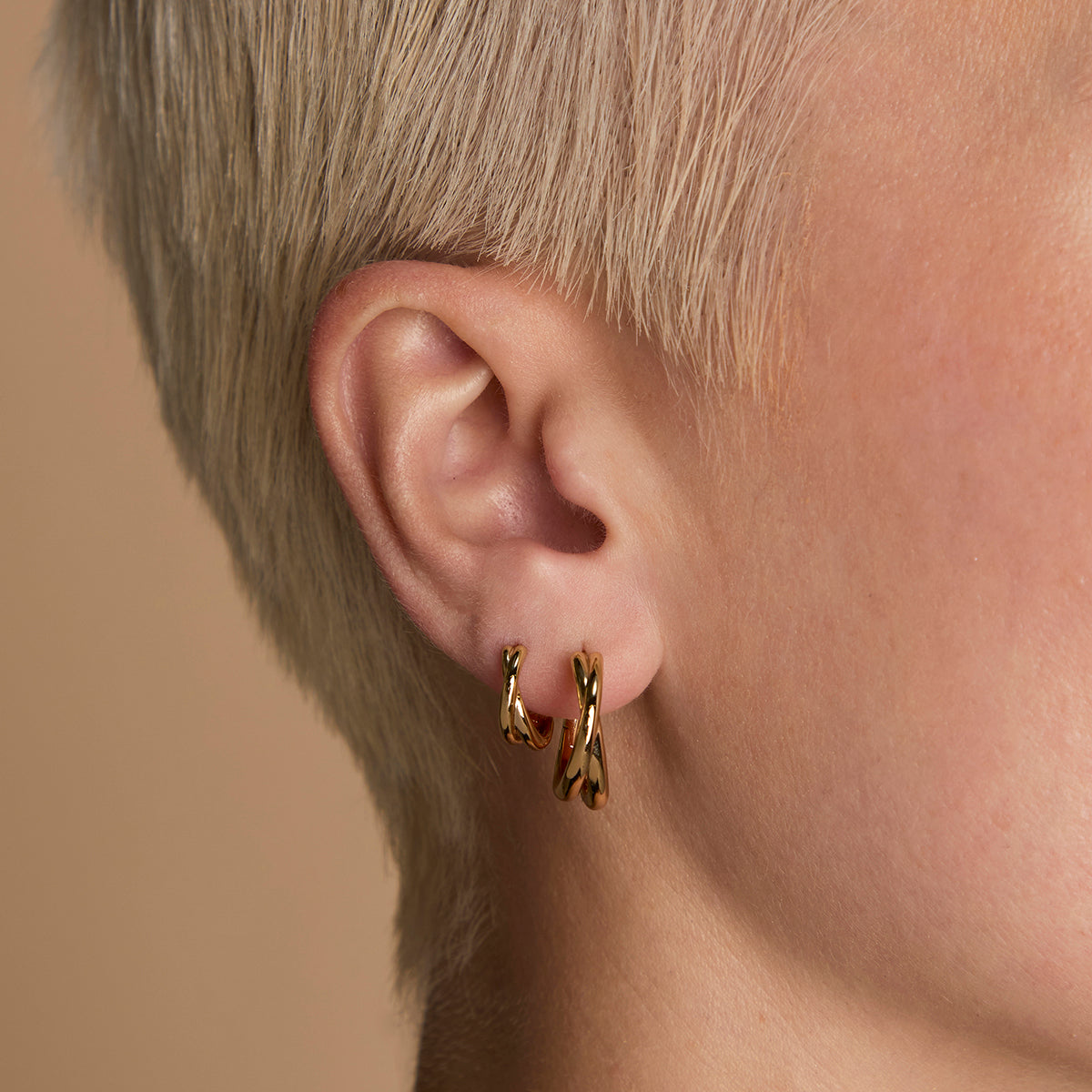 Crossover Illusion Hoops Stacking Set in Gold-Astrid &amp; Miyu