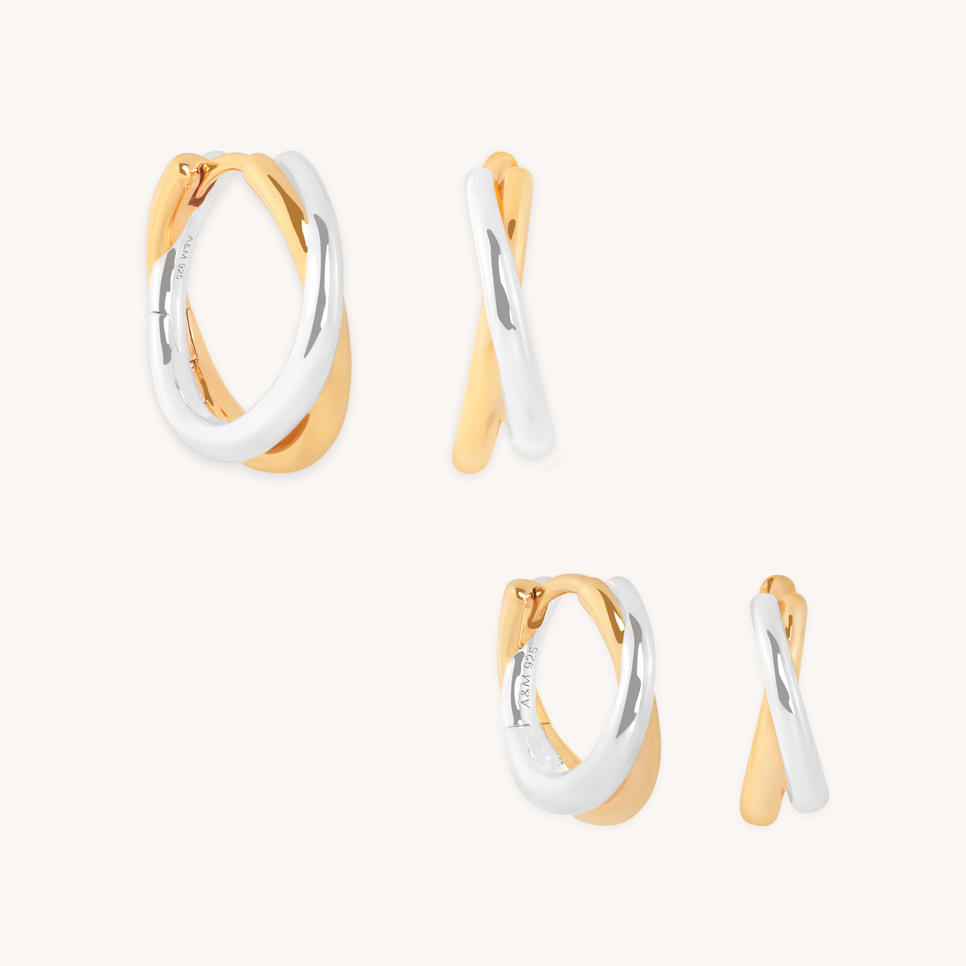 Crossover Illusion Hoops Stacking Set in Mixed Metal-Astrid &amp; Miyu