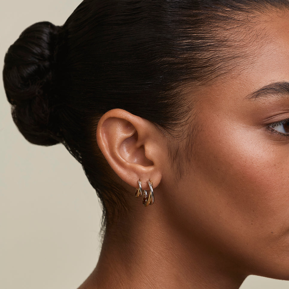 Crossover Illusion Hoops Stacking Set in Mixed Metal-Astrid &amp; Miyu