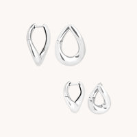 Molten Hoops Stacking Set in Silver-Astrid &amp; Miyu