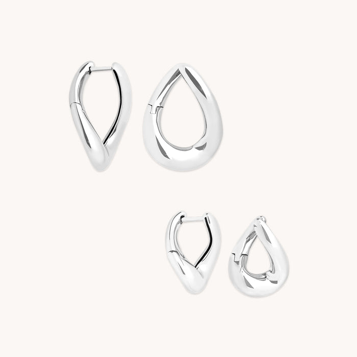 Molten Hoops Stacking Set in Silver-Astrid &amp; Miyu