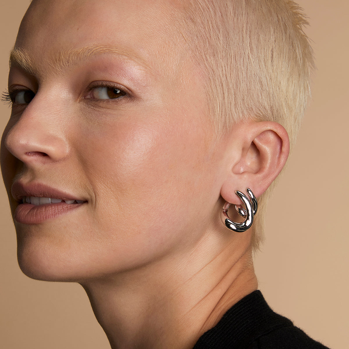 Molten Hoops Stacking Set in Silver-Astrid &amp; Miyu