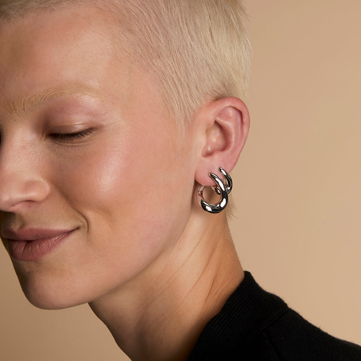 Molten Hoops Stacking Set in Silver-Astrid &amp; Miyu