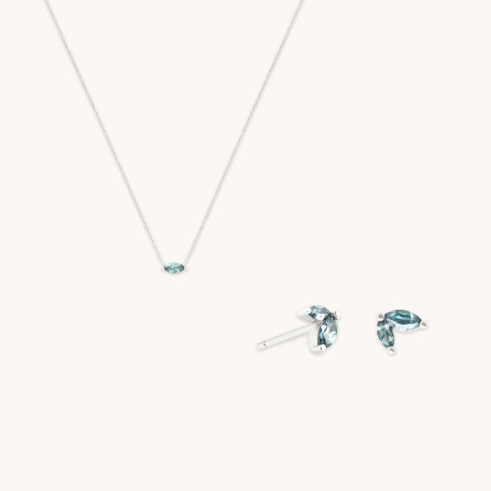 Alexandrite Marquise Stacking Set in Solid White Gold-Astrid &amp; Miyu