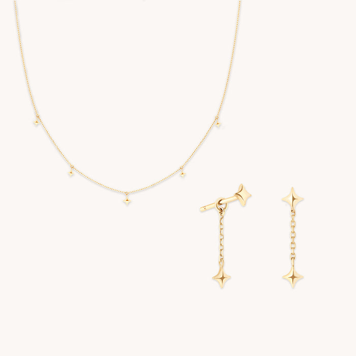 Cosmic Star Charm Stacking Set in Solid Gold-Astrid &amp; Miyu