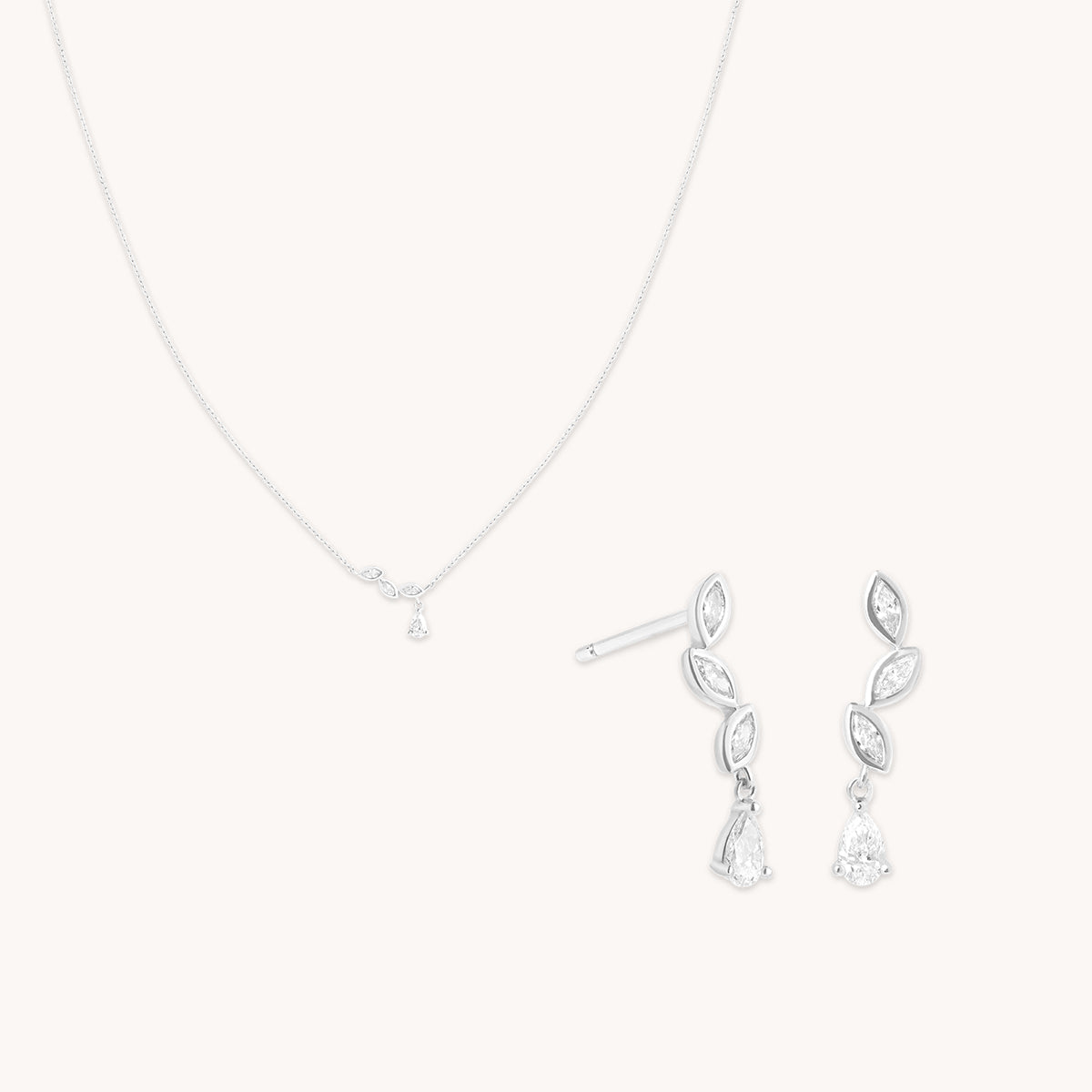 Diamond Marquise Drop Stacking Set in Solid White Gold-Astrid &amp; Miyu