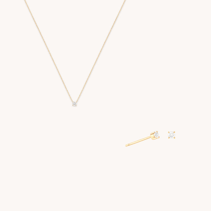 Diamond Solitaire Stacking Set in Solid Gold-Astrid &amp; Miyu