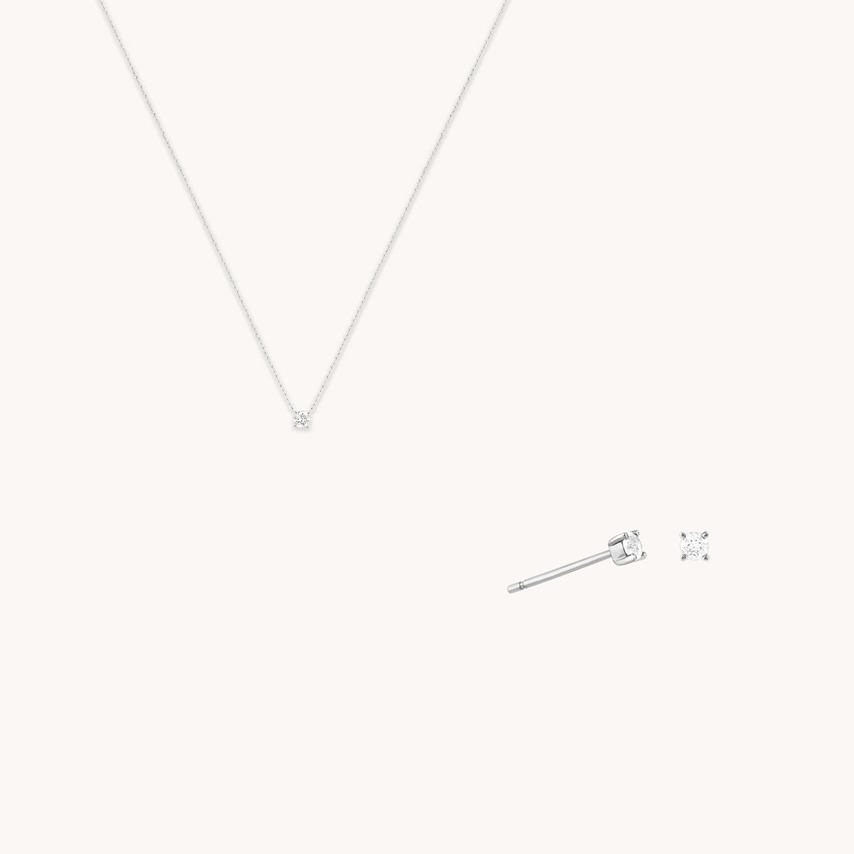 Diamond Solitaire Stacking Set in Solid White Gold-Astrid &amp; Miyu