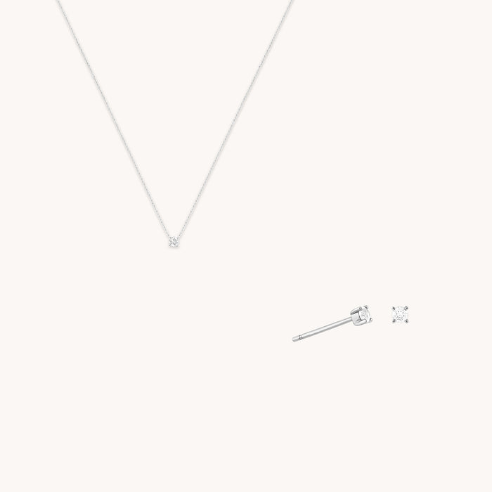 Diamond Solitaire Stacking Set in Solid White Gold-Astrid &amp; Miyu