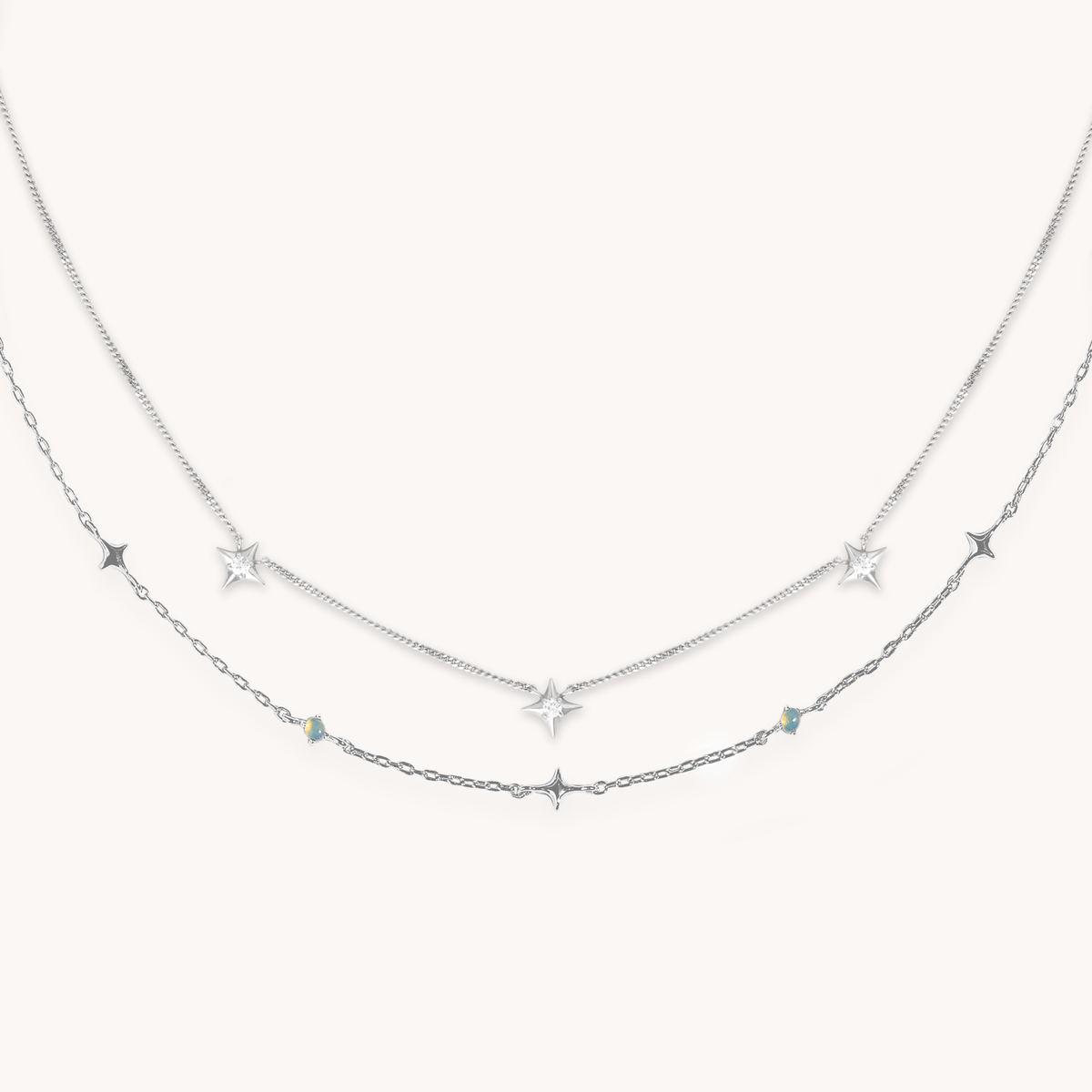 Cosmic Opal Necklace Stacking Set in Silver-Astrid &amp; Miyu