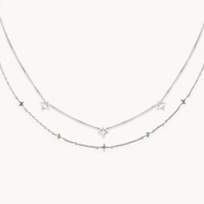 Cosmic Opal Necklace Stacking Set in Silver-Astrid &amp; Miyu