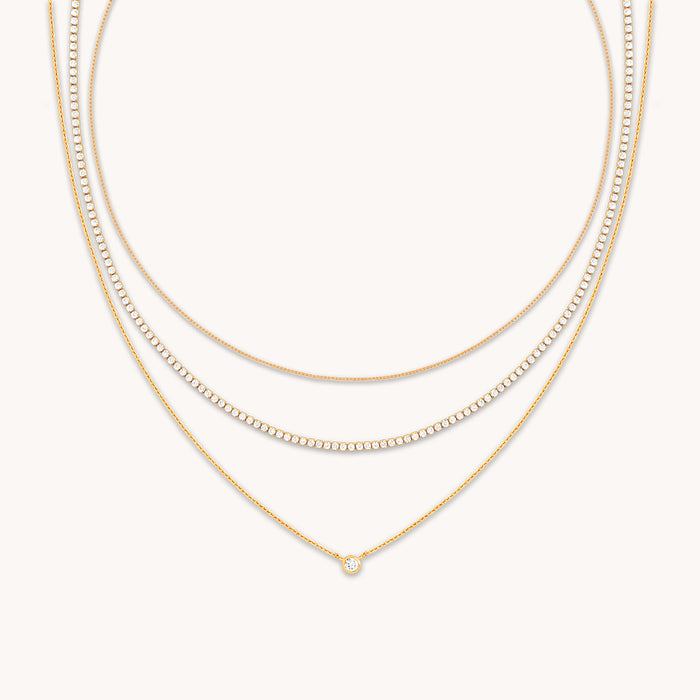 Essential Crystal Necklace Stacking Set in Gold-Astrid &amp; Miyu