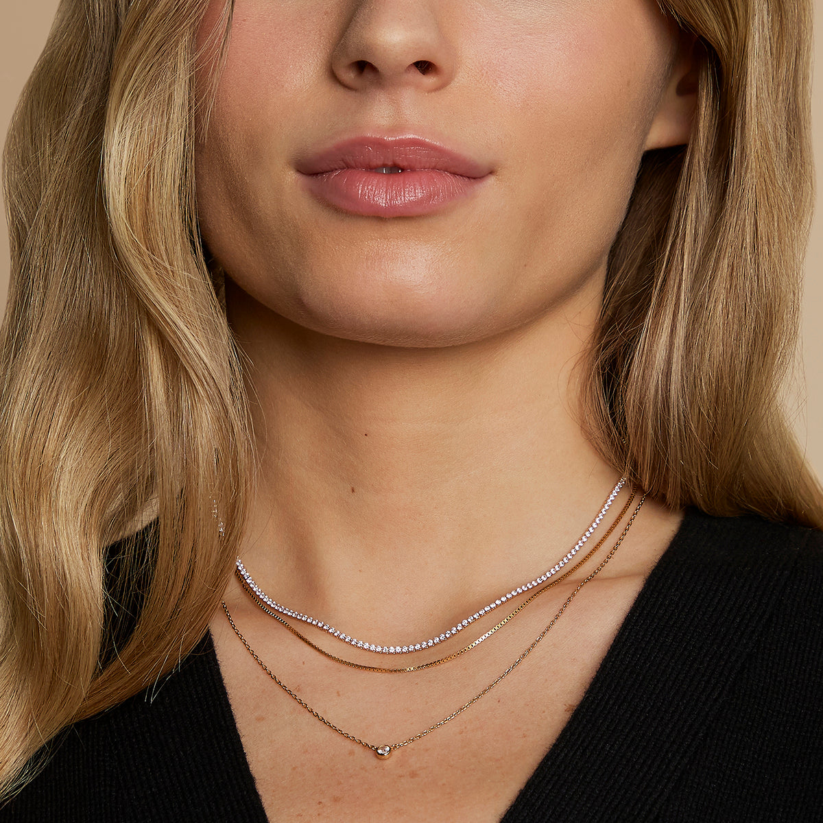 Essential Crystal Necklace Stacking Set in Gold-Astrid &amp; Miyu