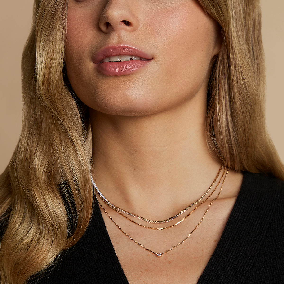 Essential Crystal Necklace Stacking Set in Gold-Astrid &amp; Miyu