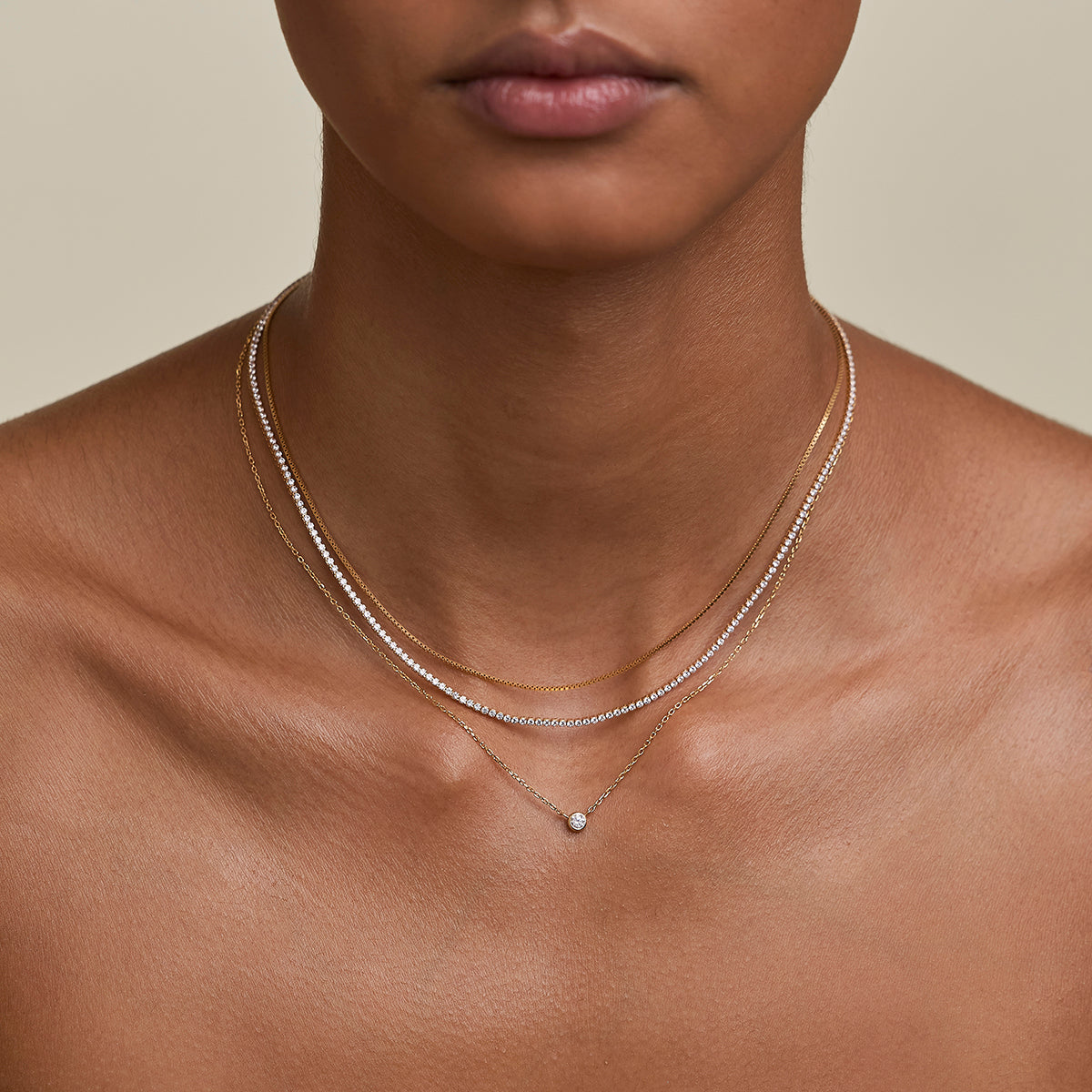 Essential Crystal Necklace Stacking Set in Gold-Astrid &amp; Miyu