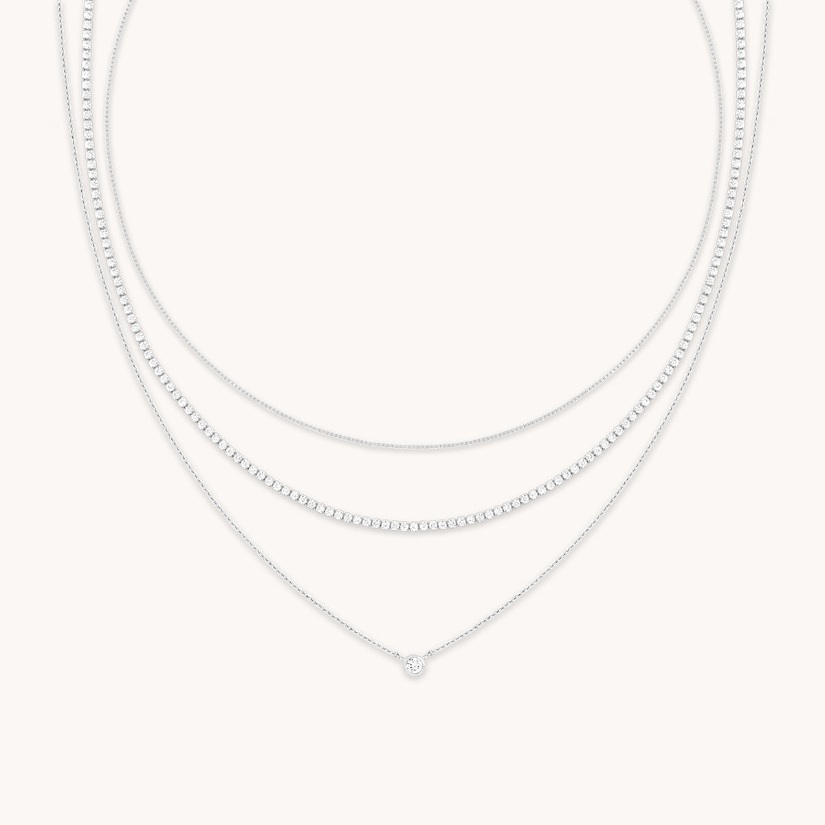 Essential Crystal Necklace Stacking Set in Silver-Astrid &amp; Miyu