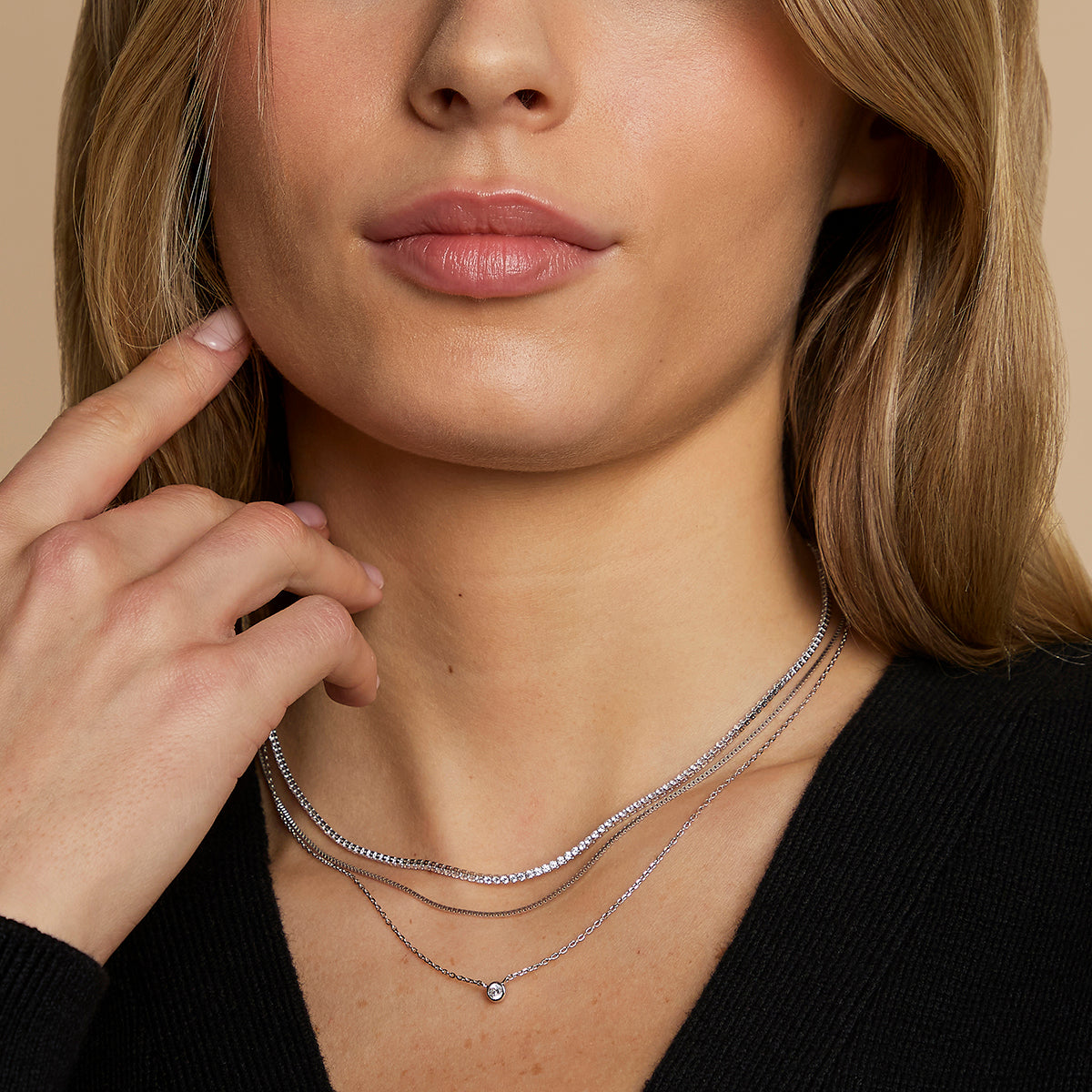 Essential Crystal Necklace Stacking Set in Silver-Astrid &amp; Miyu