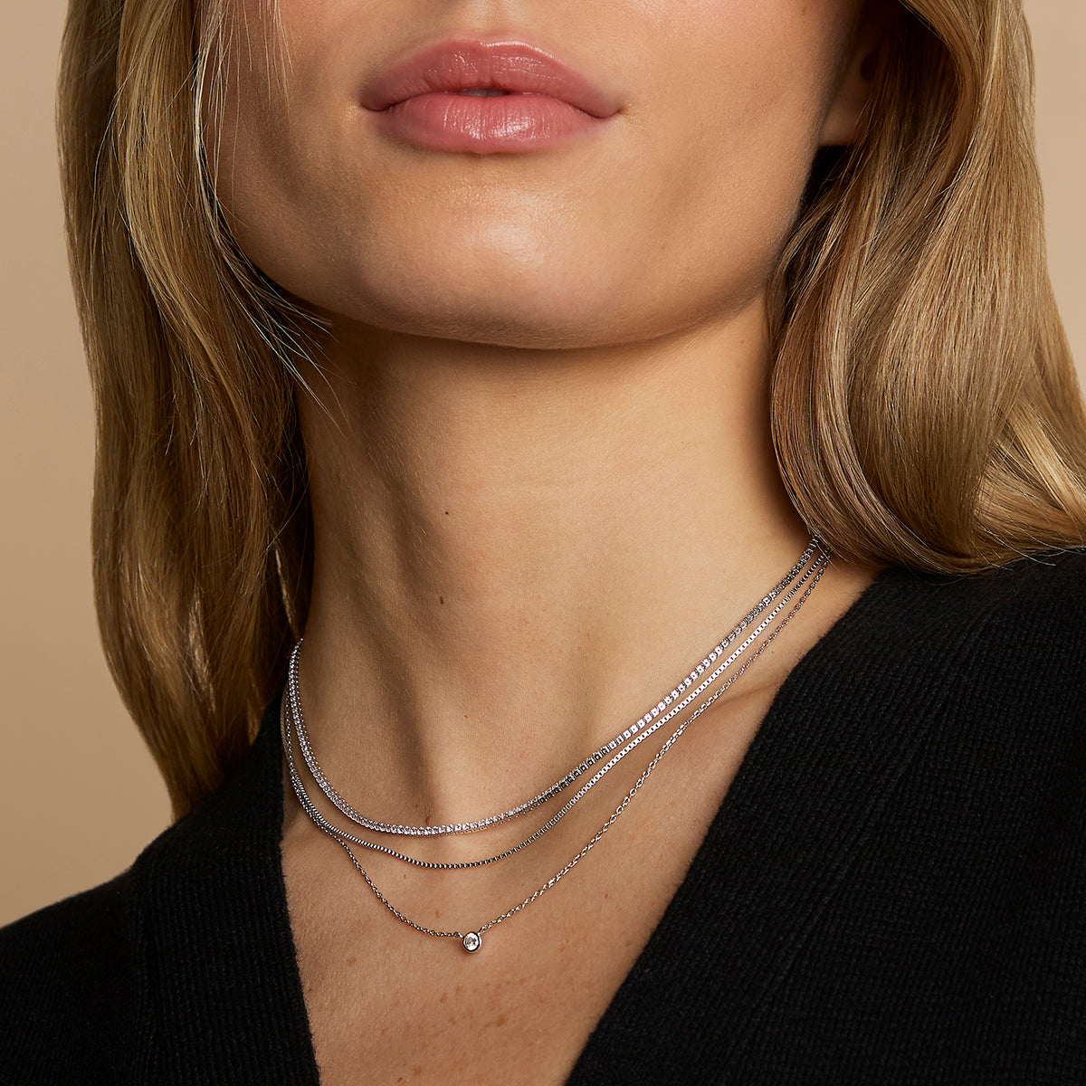 Essential Crystal Necklace Stacking Set in Silver-Astrid &amp; Miyu