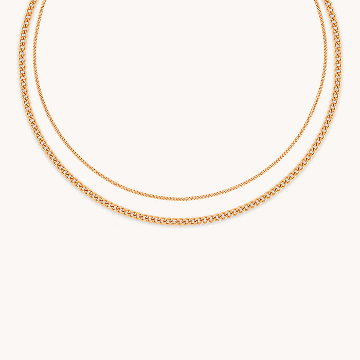 Essential Curb Chain Necklace Stacking Set in Gold-Astrid &amp; Miyu