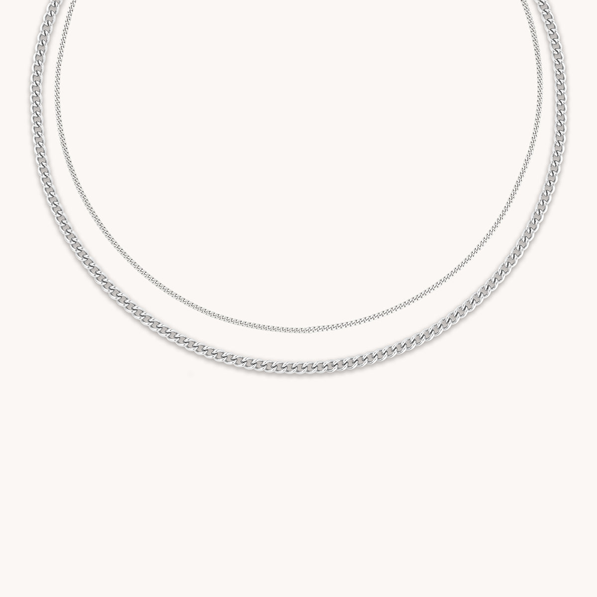Essential Curb Chain Necklace Stacking Set in Silver-Astrid &amp; Miyu