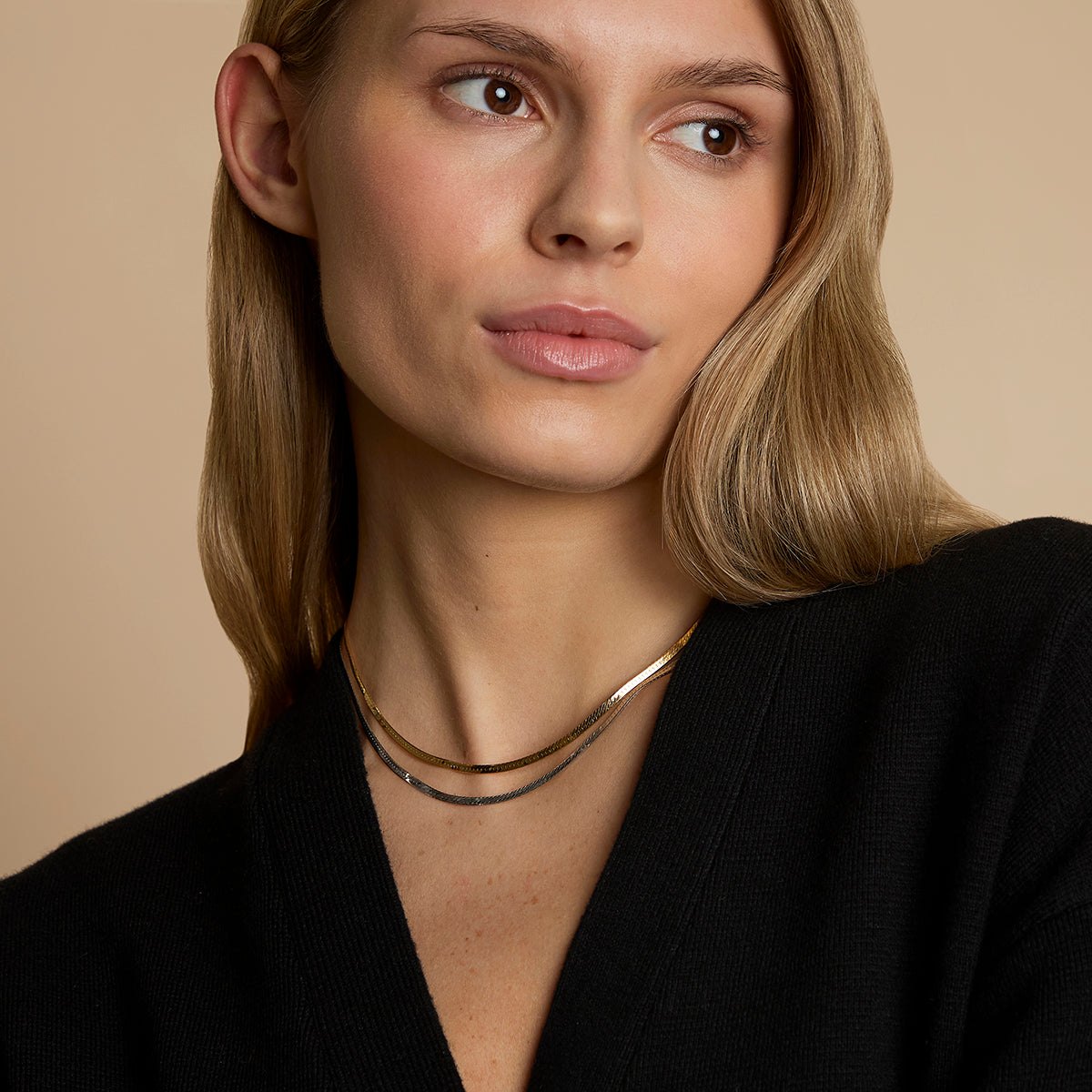 Essential Snake Chain Necklace Stacking Set in Mixed Metal-Astrid &amp; Miyu