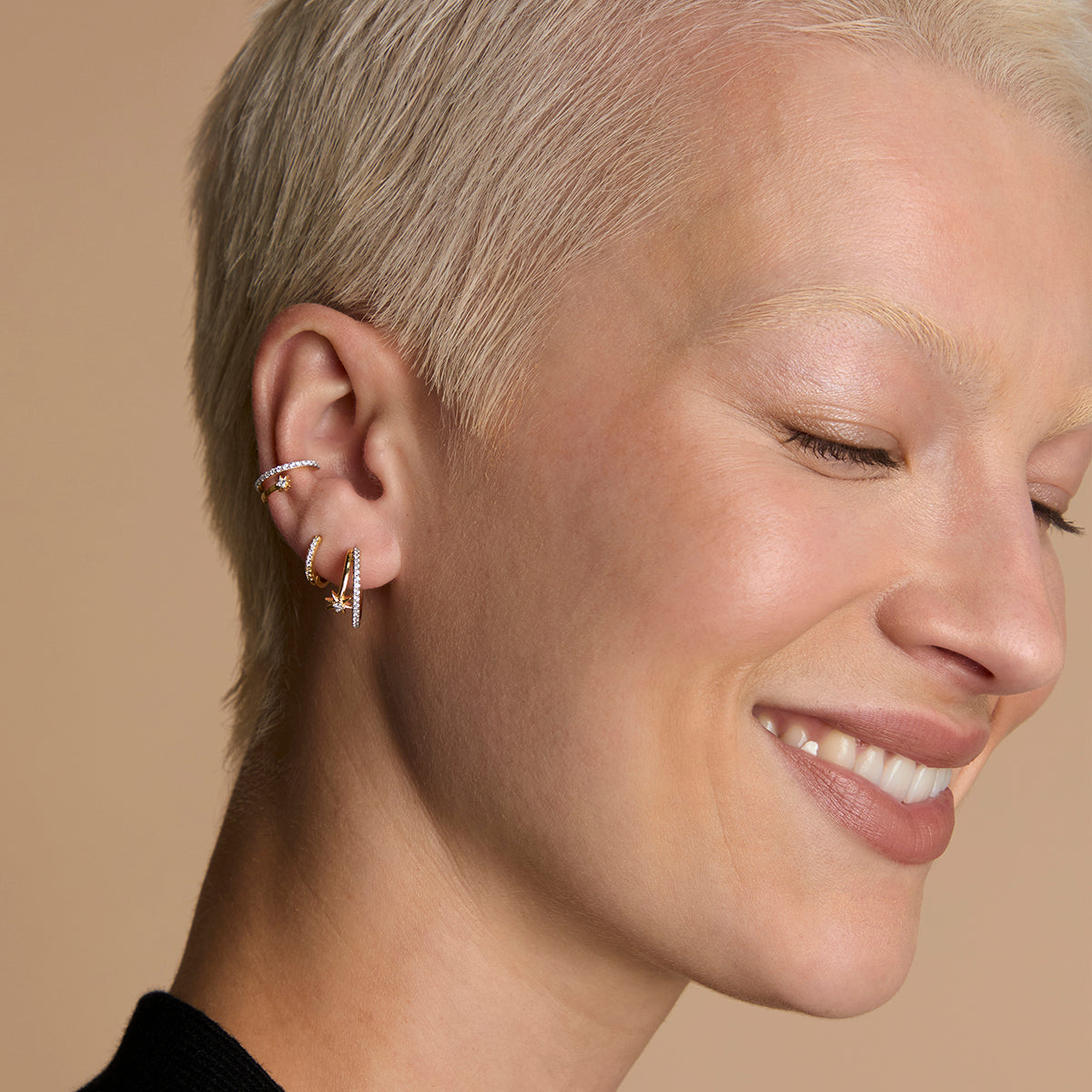 Cosmic Illusion Hoops Stacking Set in Gold-Astrid &amp; Miyu