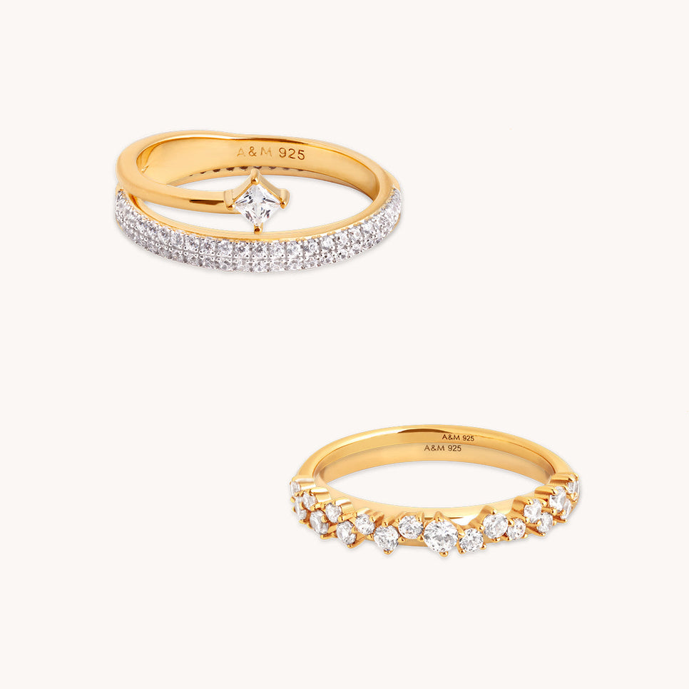 Celestial Illusion Ring Stacking Set in Gold-Astrid &amp; Miyu