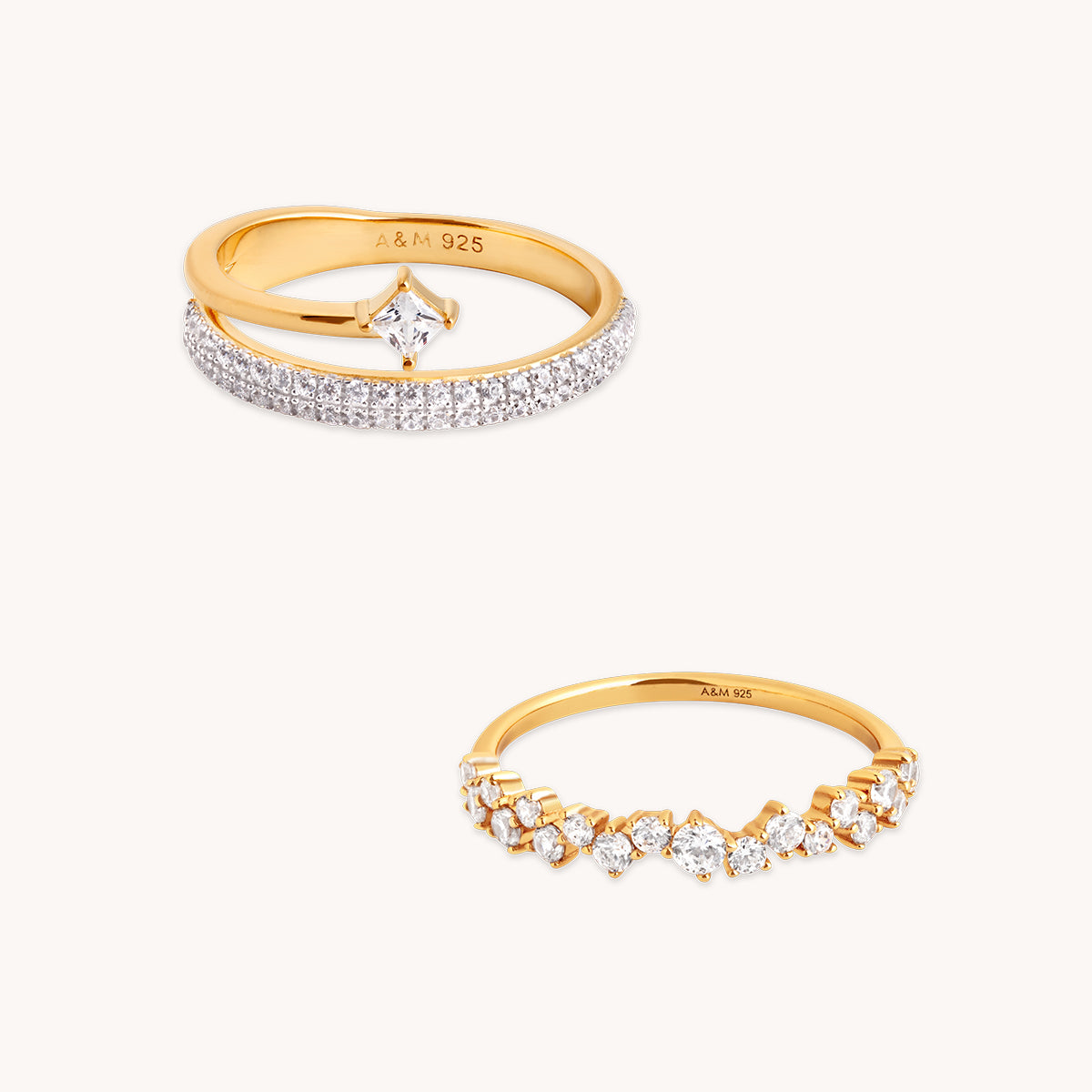 Cosmic Illusion Ring Stacking Set in Gold-Astrid &amp; Miyu