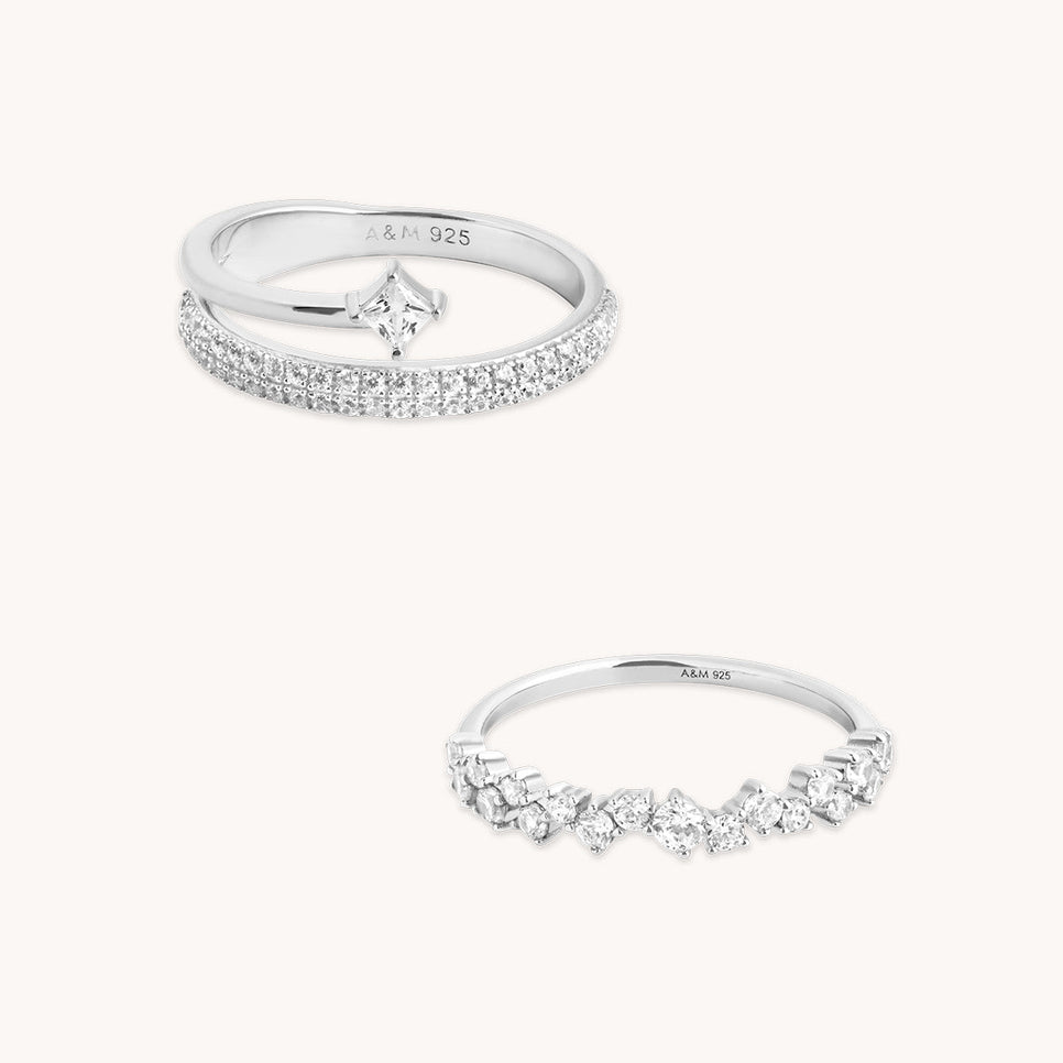 Celestial Illusion Ring Stacking Set in Silver-Astrid &amp; Miyu