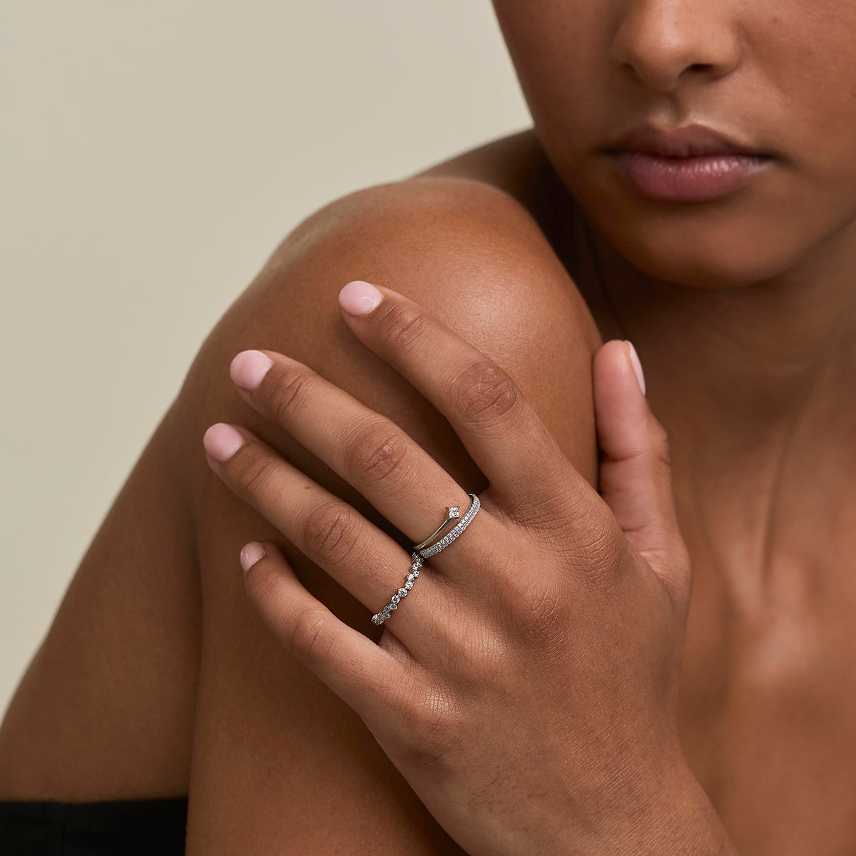 Cosmic Illusion Ring Stacking Set in Silver-Astrid &amp; Miyu