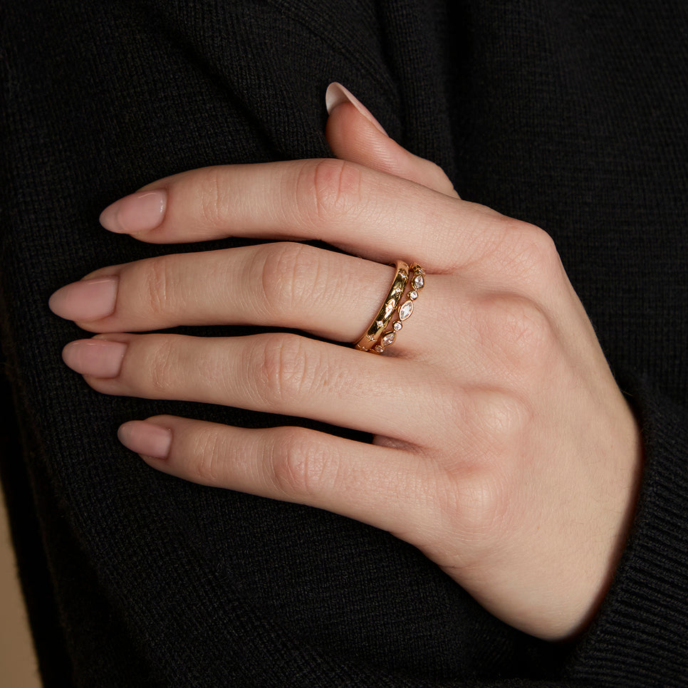 Crystal Band Ring Stacking Set in Gold-Astrid &amp; Miyu