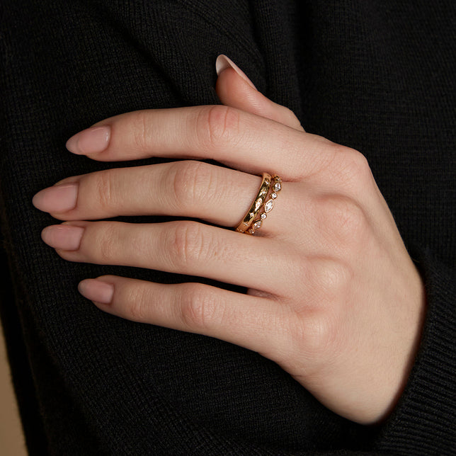 Crystal Band Ring Stacking Set in Gold-Astrid &amp; Miyu