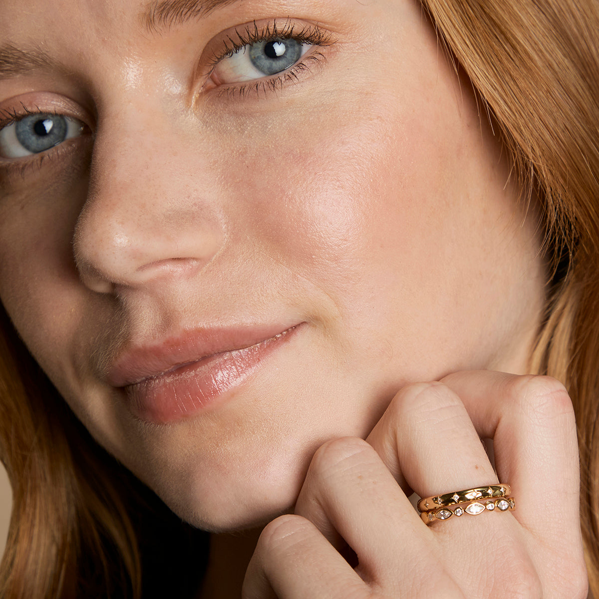 Crystal Band Ring Stacking Set in Gold-Astrid &amp; Miyu