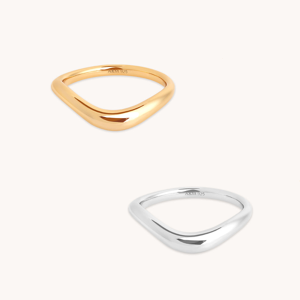 Wave Ring Stacking Set in Mixed Metal-Astrid &amp; Miyu