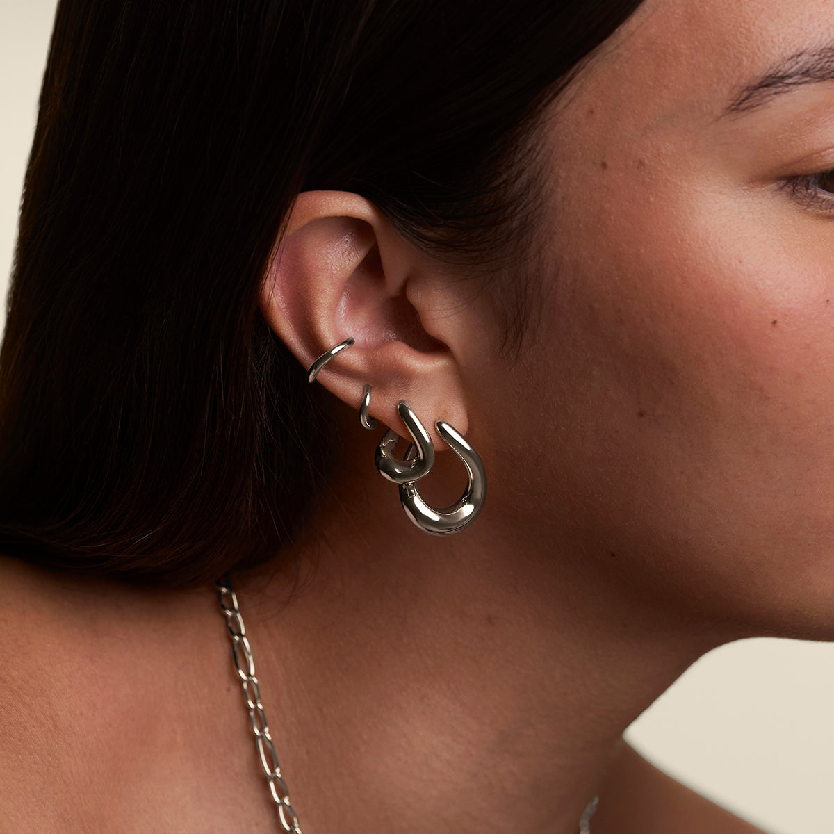 Molten Hoops in Silver-Astrid &amp; Miyu