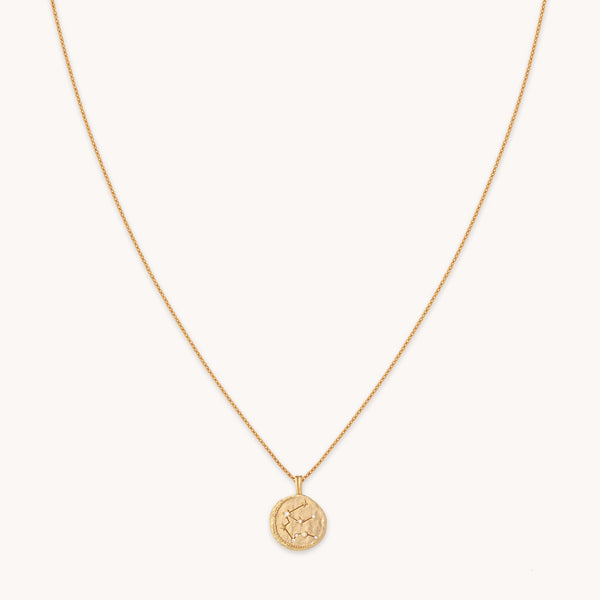 Aquarius Zodiac Pendant Necklace in Gold