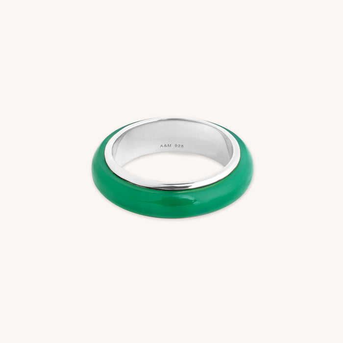 Gemstone Jewellery - Green Onyx Carved Stone Ring in Silver - Stone Rings - Astrid &amp; Miyu