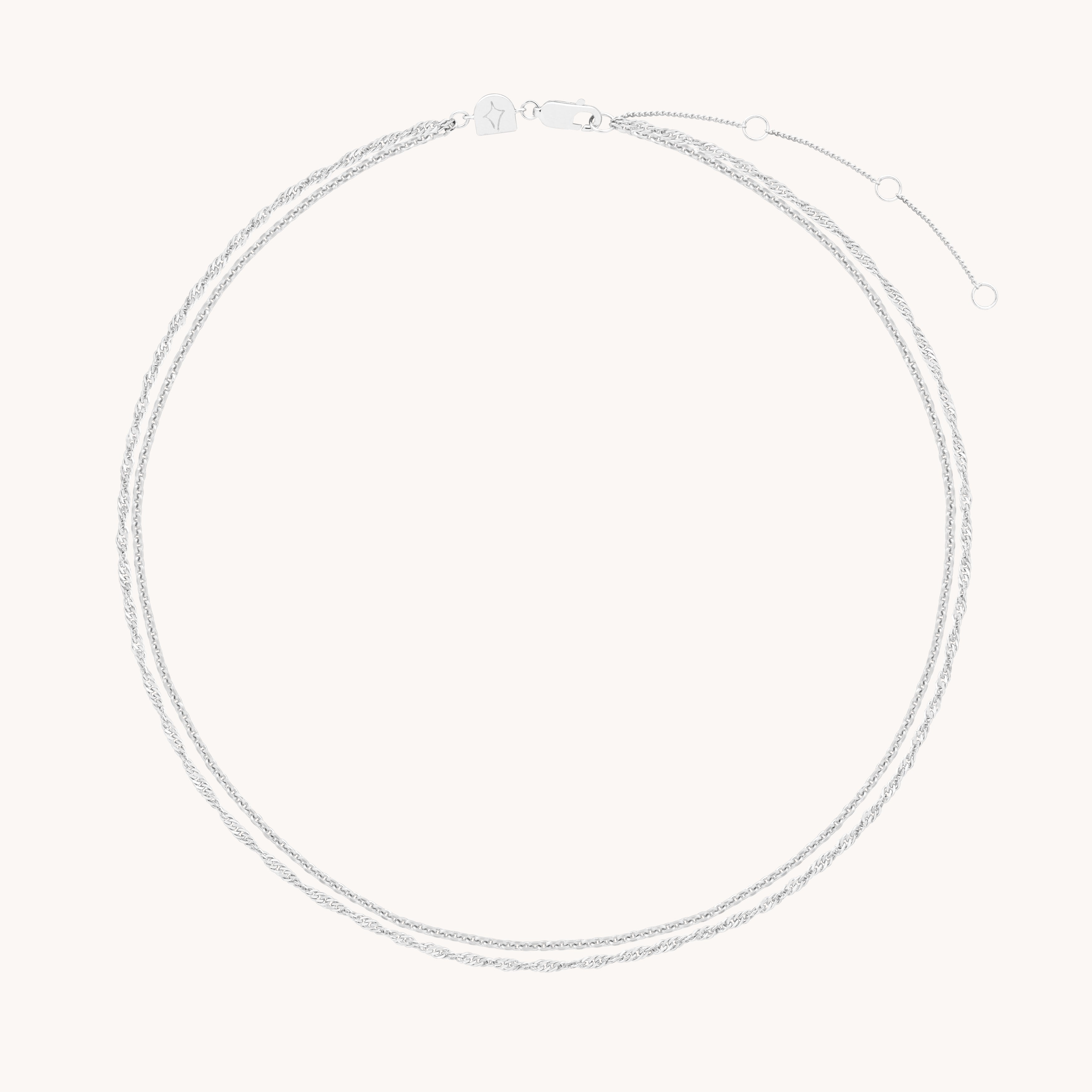 Charm Compatible Necklaces & Bracelets - Illusion Twist Double Chain Necklace in Silver - Chain Necklace - Astrid &amp; Miyu