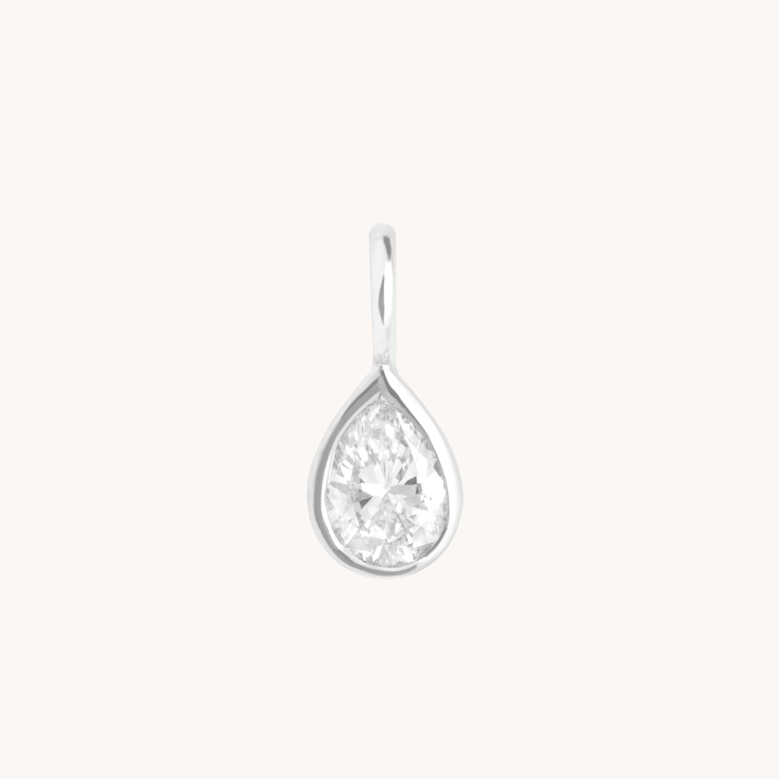 Birthstone Charms - Diamond Pear Charm 9k White Gold - Charms & Pendants - Astrid &amp; Miyu